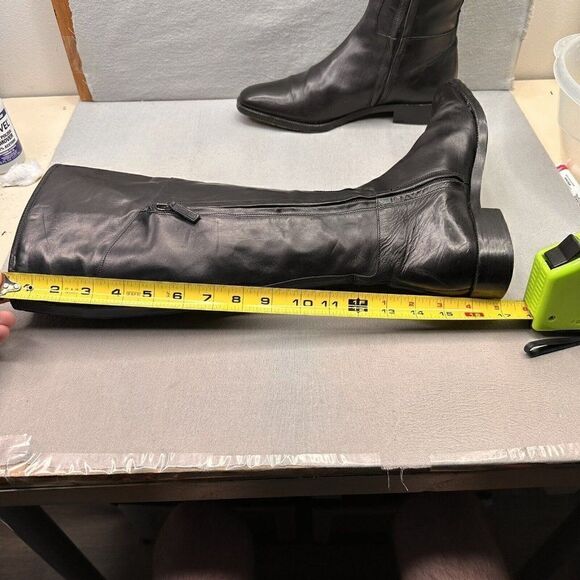 Faconnable Womens Size 9 (B) Riding Boots Black Leather Knee High Made in Italy - Picture 7 of 8